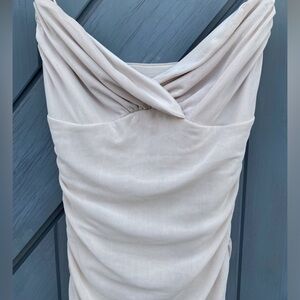 Ruched Nude Midi Dress - Oh Polly